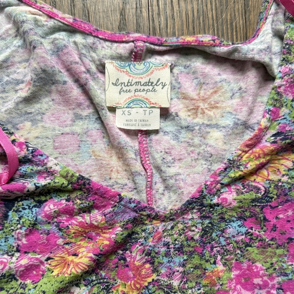 Free People Pink Floral Print Long Sleeve Dress or top - Picture 2 of 4